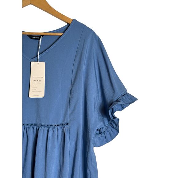 Dokotoo Women's Ruffle Bell Sleeves Peplum Top Relaxed Pullover Size XL Blue NWT - Picture 5 of 9